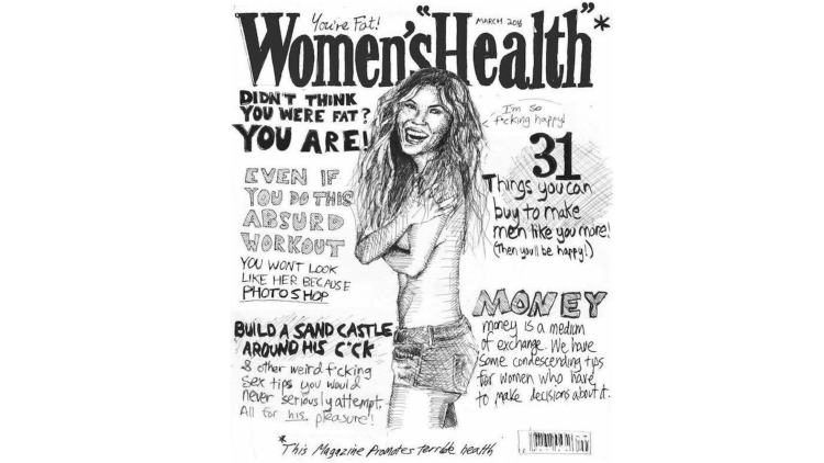 Caricature of a woman's health magazine